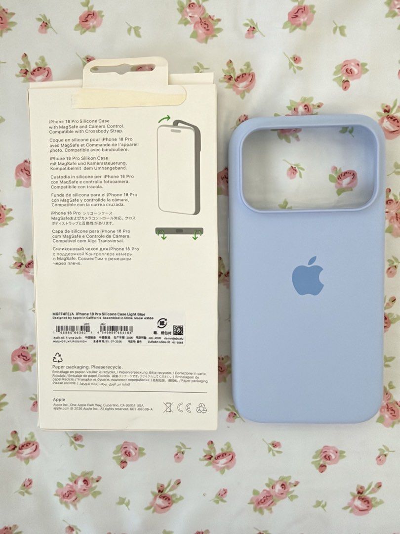 Iphone 17/18 pro Silicone Case (Category: Cases & Sleeves) located in Manila. Submitted by kmc_00 (Listing ID 1470559025, Image 2). Description: Premium copy. Used only for a day. Light blue silicone case magsafe compatible. Slightly negotiable Rfs: Decluttering .