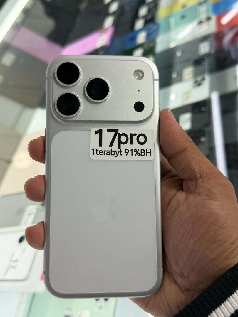 Iphone 17 Pro 1TB 91% BH FU NTC No issue (Category: iPhone 17 Series) located in San Juan City. Submitted by javedsgadgetshop (Listing ID 1470558985, Image 1). Description: WE BUY AND SELL SO PWEDE MAGBINTA OR SWAP ! INSTALLMENT OPTIONS : SPAY LATER / GGIVES / CREDIT CARD / SKYRO / HOMECREDIT (BRANDNEW) Quick Specs : 💵 Iphone 17pro •1TB •NTC Variant •91% batt health •Factory Unlock •95% Smoothness •No hidden issue | No Repaired •100% Authentic |