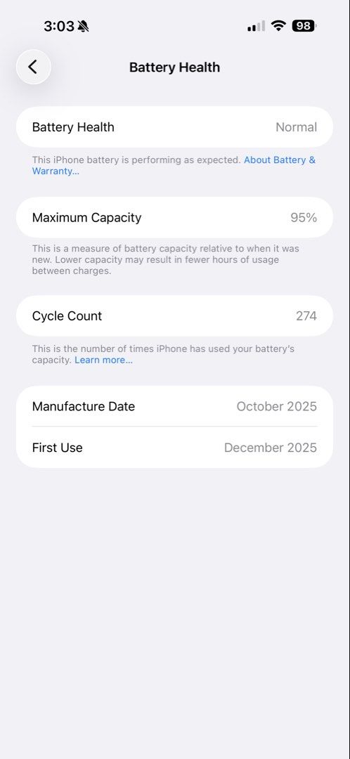 iPhone 17 pro max • 256 GB (Category: Early Generation Mobile Phones) located in Pasig City. Submitted by kylxgvl (Listing ID 1470727561, Image 2). Description: Almost a year w me :) 95% battery health / no sratches/dents w box and USB-C to Lightning Cable rfs: upgraded to ip18 pro max price is SLIGHTLY negotiable.