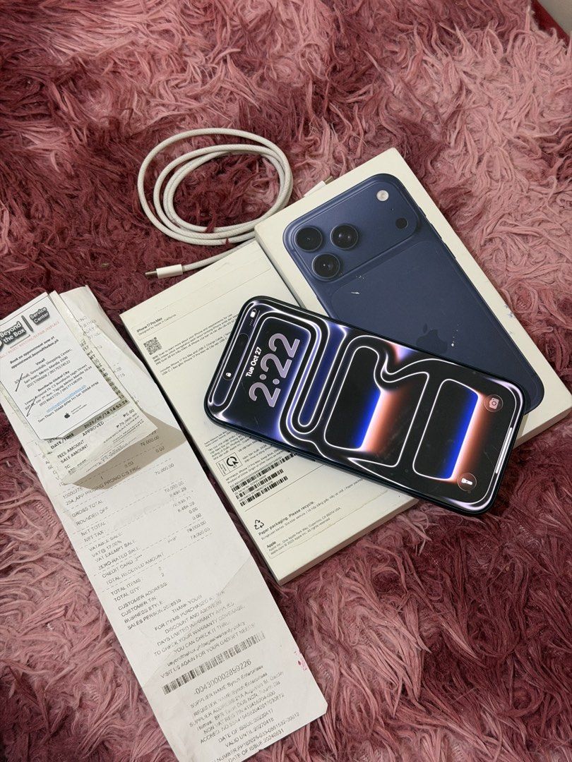 iPhone 17 Pro Max Deep Blue 256GB (Category: iPhone 17 Series) located in Manila. Submitted by john.stefano (Listing ID 1470728791, Image 2). Description: FOR SALE / SWAP iPhone 17 Pro Max Deep Blue | 256GB w/ Receipt from Beyond the Box 1 Month Old 100% Battery Health (55 Cycle Count) Apple Warranty until September 2027 Local Variant / NTC Approved🇵🇭 No history of repair / All orig parts Openline / No sim restriction LBC po sa malayo, (Video C
