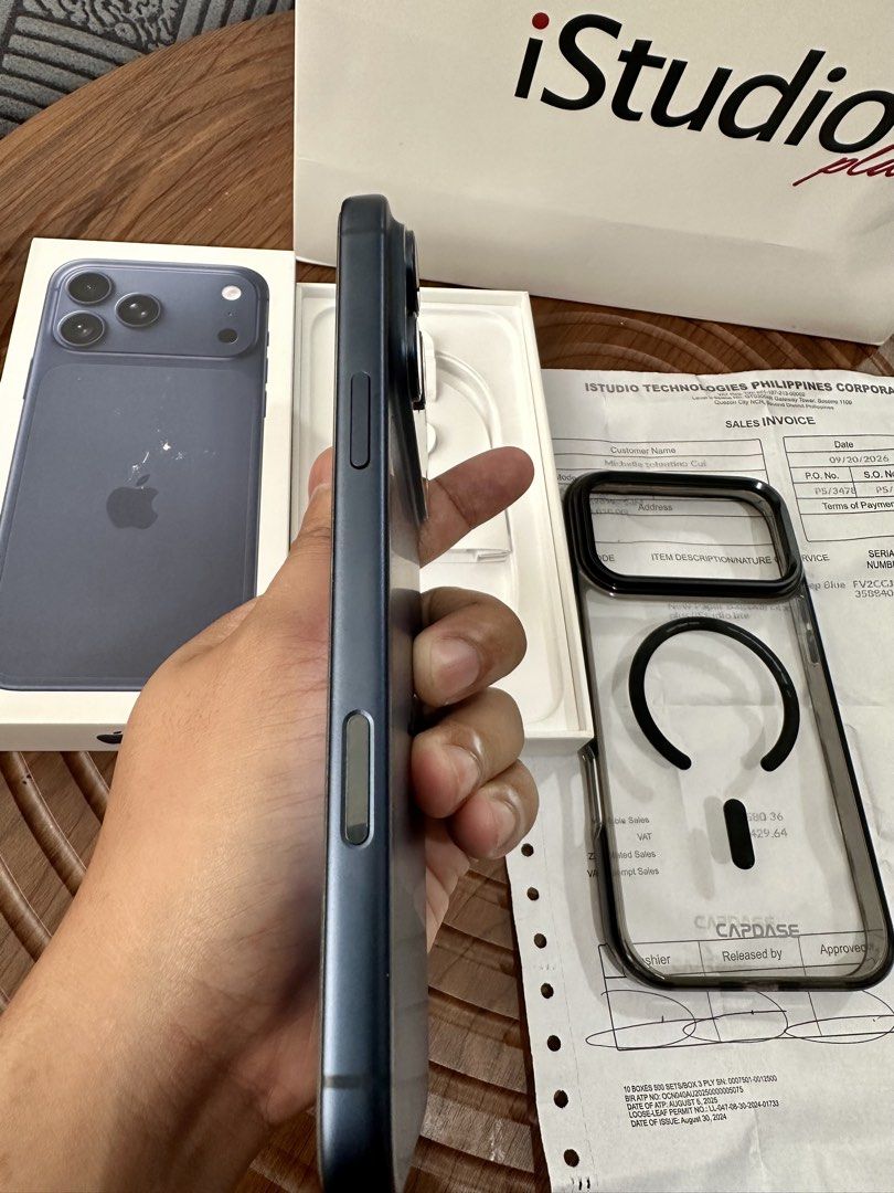 iPhone 17 Promax (deep blue) (Category: iPhone 17 Series) located in Quezon City. Submitted by CrazySNKR (Listing ID 1470687556, Image 3). Description: FOR SALE! iPhone 17 Promax (deep blue) Brandnew condition 1 Month old 256gb storage 100% Battery health Camera Lens Protector Makinis RFS: Upgrade 📦COMPLETE PACKAGE orig box, receipt from iStudio, type C cable and case. 📍San Pablo.