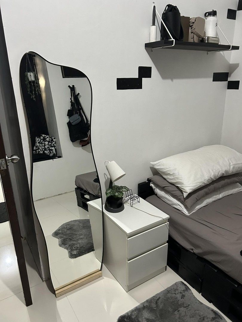 Irregular Wave Full Length Mirror (Category: Mirrors) located in Manila. Submitted by zeruve_mirrors (Listing ID 1470599959, Image 2). Description: - Trendy wave-shaped design adds a modern touch to any space (customizable) - Slim golden frame for an elegant look - Comes with a sturdy wooden base block for upright standing - Provides clear glass reflection - Versatile piece, great for bedrooms, hallways, or corners - Can be Customized!.