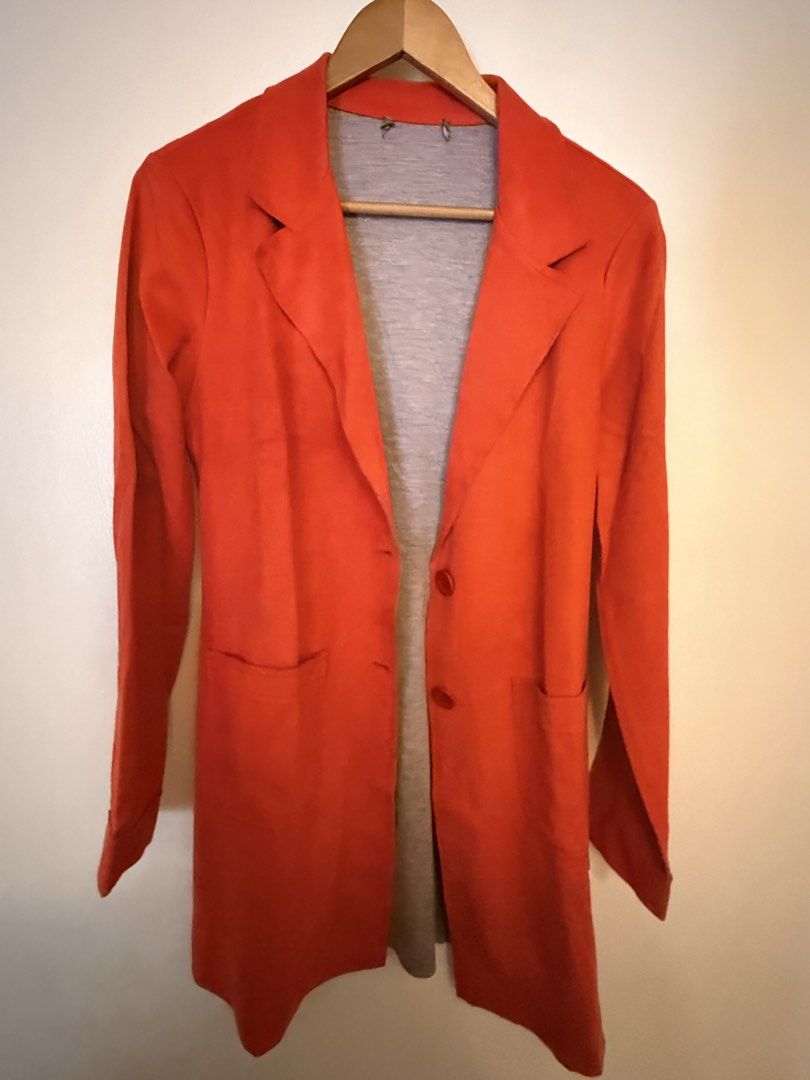 Italian Suede Winter Long Jacket (Category: Coats, Jackets and Outerwear) located in Manila. Submitted by amdra25 (Listing ID 1470577328, Image 1). Description: - Color: Red - Material: suede (lightweight) - Features: Structured lapels, front button closure, two functional pockets - Style: Statement piece, versatile use - Condition: Excellent, clean edges with no stains or fading Bought in Milan.