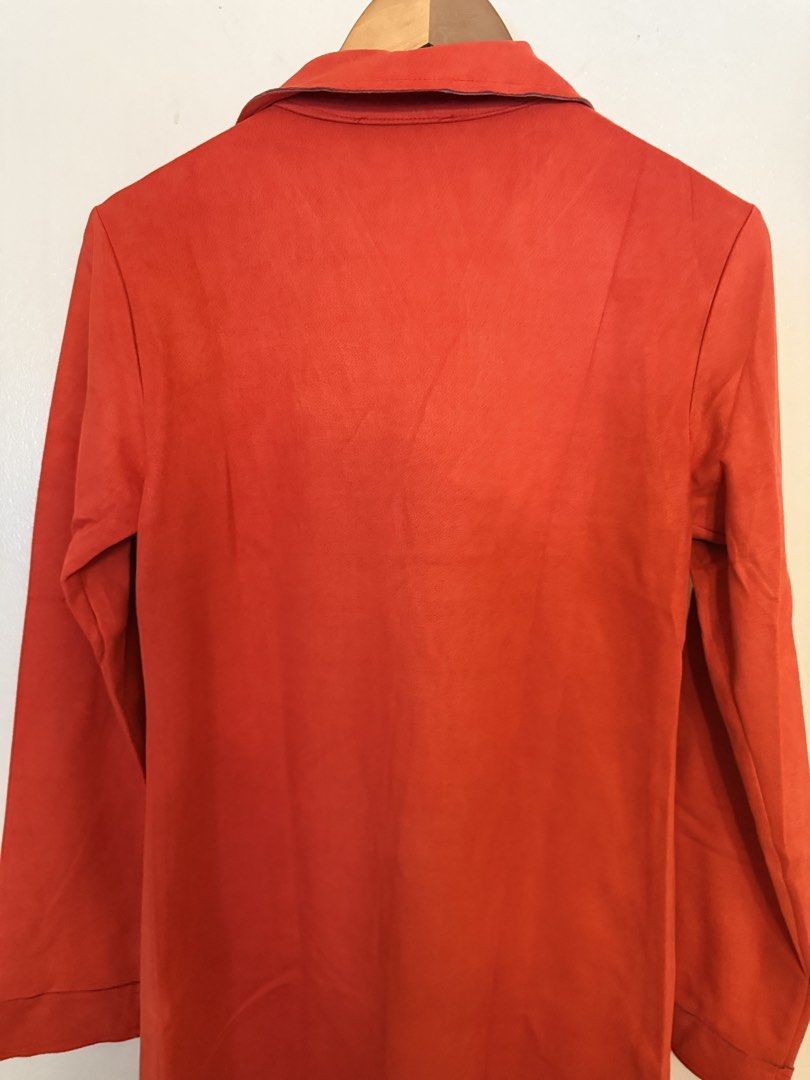 Italian Suede Winter Long Jacket (Category: Coats, Jackets and Outerwear) located in Manila. Submitted by amdra25 (Listing ID 1470577328, Image 3). Description: - Color: Red - Material: suede (lightweight) - Features: Structured lapels, front button closure, two functional pockets - Style: Statement piece, versatile use - Condition: Excellent, clean edges with no stains or fading Bought in Milan.