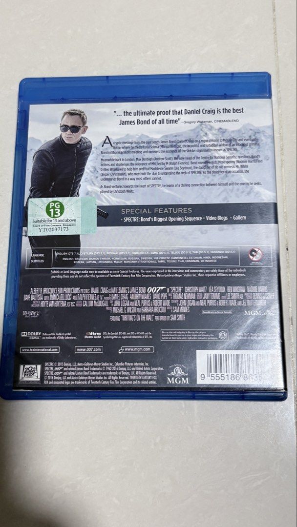 James Bond 007 Spectre Blu-ray Movie, Hobbies & Lifestyle, Music ...