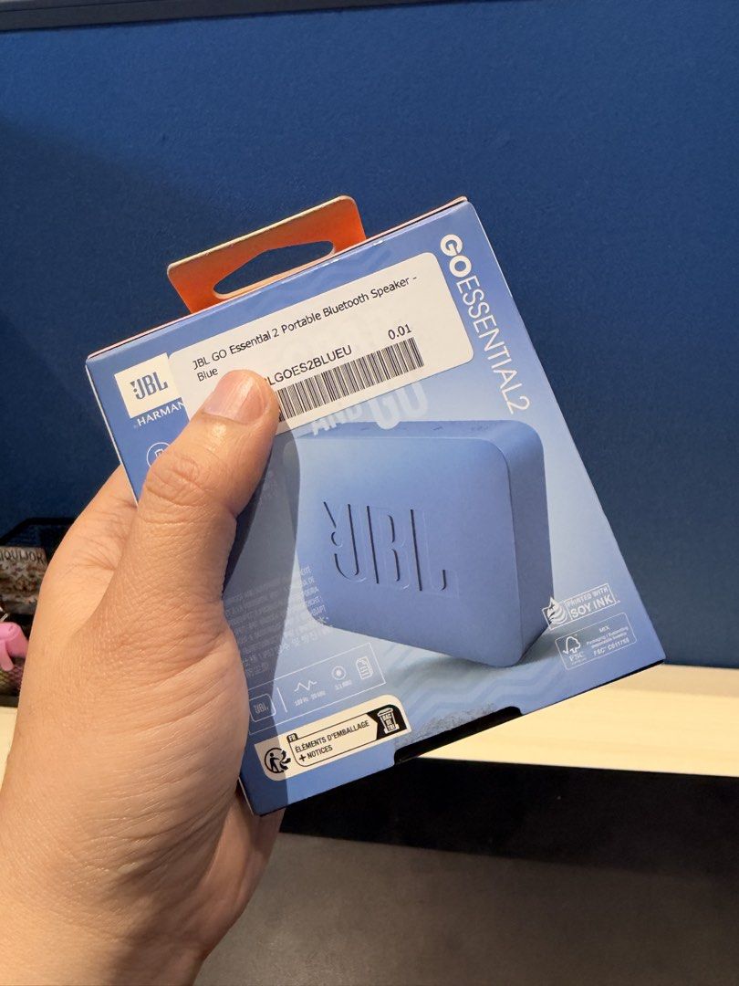 JBL GO Essential 2 Portable Bluetooth Speaker Blue (Category: Soundbars, Speakers & Amplifiers) located in Quezon City. Submitted by jrckgarcines (Listing ID 1470630271, Image 2). Description: MALL PRICE: 3,500 - Brand: JBL Go Essential 2 - Color: Blue - Condition: Brand new, factory-sealed (unopened and untested) - Battery Life: Up to 5 hours on a single charge - Features: Compact wireless audio, water-resistant build (ideal for beach or pool) -