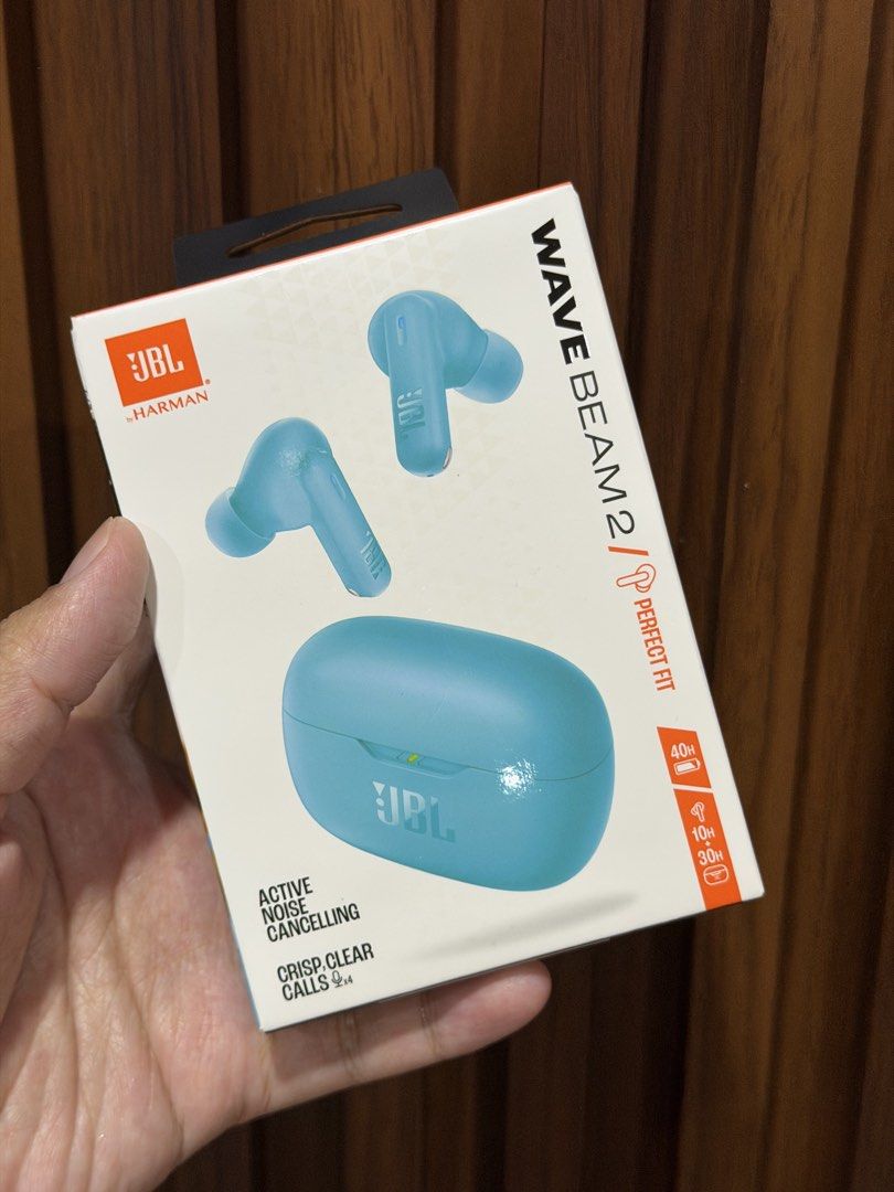 JBL Wave Beam 2 True Wireless Earbuds Blue (Category: Earphones) located in Caloocan City. Submitted by acvalloyas (Listing ID 1470606387, Image 1). Description: - Model: JBL Wave Beam 2 Wireless Earbuds (Color: Blue) - Condition: Brand new, unopened, and factory sealed - ANC & Calls: Active Noise Cancelling with 4 mics for crystal clear calls - Battery Life: Up to 40 hours total (10h in earbuds + 30h in charging case) - Perfect for daily commute