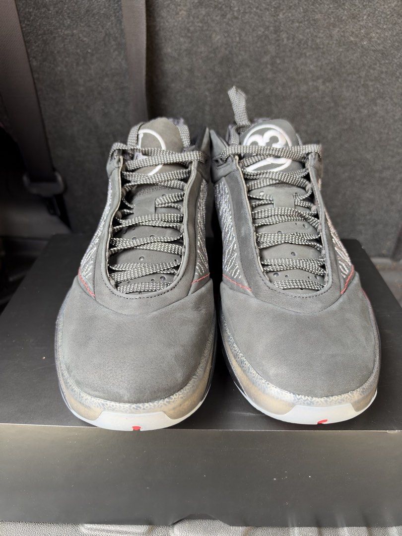 Jordan 40 “23” Stealth (Category: Sneakers) located in Caloocan City. Submitted by luckydeer_4f53ea (Listing ID 1470596156, Image 3). Description: - Model: Air Jordan 4023 - Upper: Premium nubuck with intricate side diamond stitching - Details: Metallic silver heel accents and branded tongue - Sole: Clear translucent rubber with iconic red outsole hits - Packaging: Includes original black box.