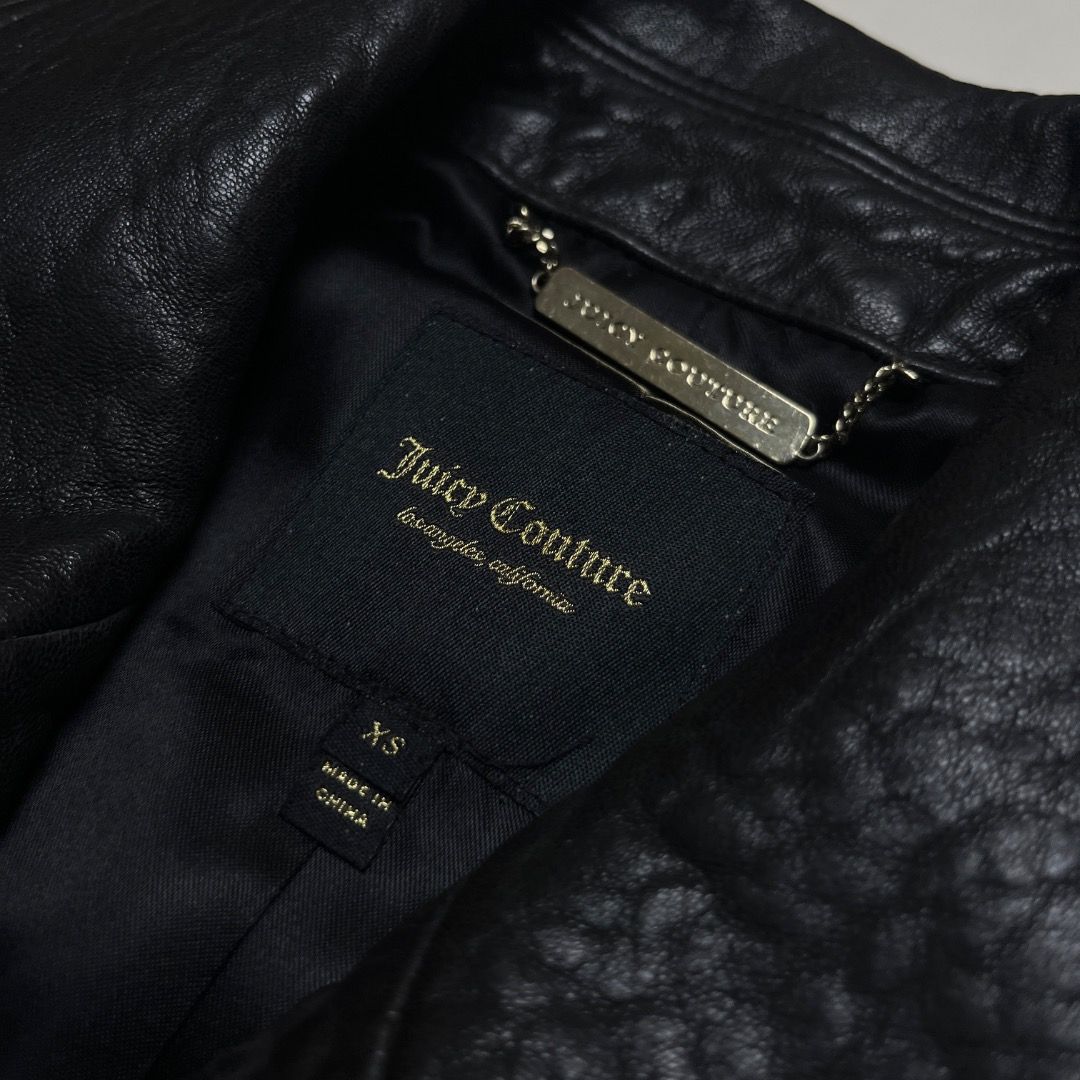 Juicy Couture Lambskin Leather Biker Jacket (Category: Coats, Jackets and Outerwear) located in Caloocan City. Submitted by achilles_grails (Listing ID 1470674041, Image 3). Description: - Brand: Juicy Couture - Style: Lambskin Leather Biker Jacket - Color: Black - Size: US XS (MEX ECH) fits S - Material: 100% Lamb Leather shell with 100% Cotton contrast - Hardware: Gold-tone zippers and embossed snap buttons - Features: Asymmetrical front zip, m