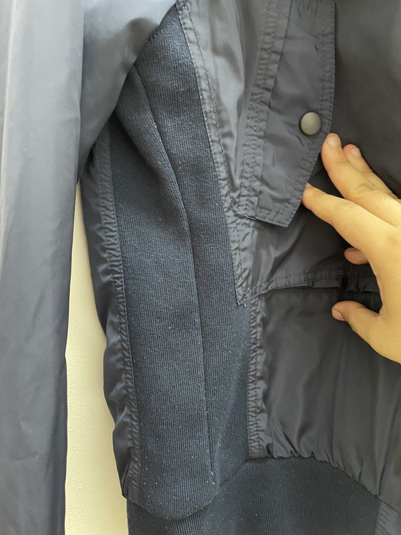 Junya Watanabe Men Nylon Bomber Jacket with packable hood (Category: Coats, Jackets and Outerwear) located in Manila. Submitted by rm0330 (Listing ID 1470599783, Image 3). Description: Junya Watanabe Men Nylon Bomber Jacket with packable hood.