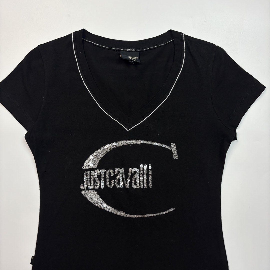 Just Cavalli Black Baby Tee (Category: Shirts) located in Bulacan. Submitted by citygirl00 (Listing ID 1470685964, Image 2). Description: in good condition medium on tag bust: 30, length: 19.