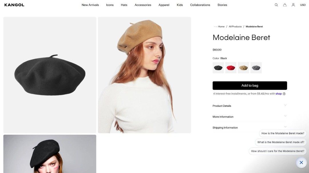 kangol Modelaine Wool Beret Size 55-62cm (Category: Hats & Beanies) located in Dagupan City. Submitted by bo0ms (Listing ID 1470676564, Image 2). Description: For sale kangol Modelaine Wool Beret Size 55-62cm Slightly Used in Very Good Condition like new, no issues, no holes no fading no discoloration. no friction marks, Color Dark Navy Blue. Perfect for Autumn or Winter Use. SRP at 3.7kphp Price is 880php+ Sf sa malayo Item located at Dagupan Ci