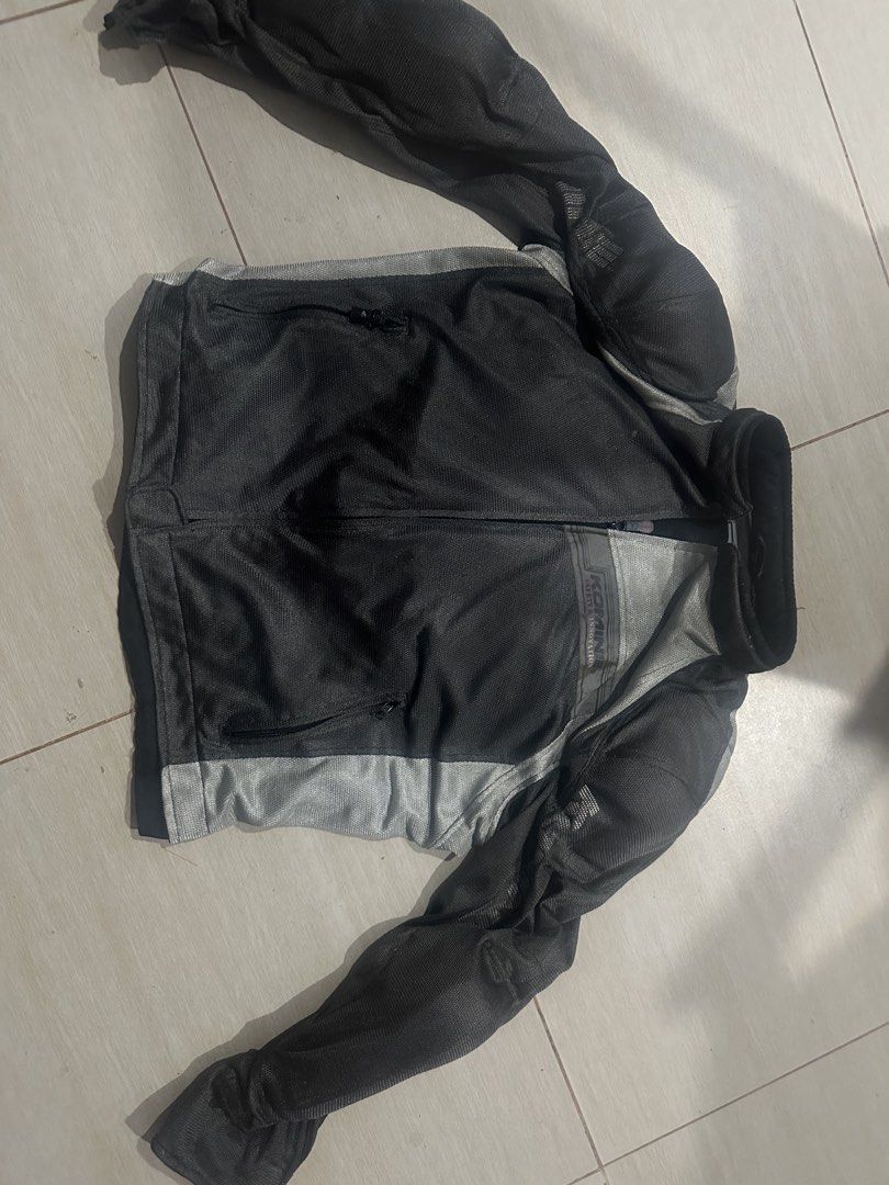 Komine Safety & Innovation Mesh Motorcycle Jacket (Category: Coats, Jackets and Outerwear) located in Manila. Submitted by zayzay08 (Listing ID 1470727906, Image 1). Description: - Brand: Komine Riding Jacket - Condition: Excellent / Pre-owned - Colorway: Black and Grey - Size: EU 4XLB / JP 5XLR (Big & Tall fit) - Material: Full mesh construction for maximum airflow - Protection: Built-in CE-approved armor pads on shoulders and elbows - Pockets: 
