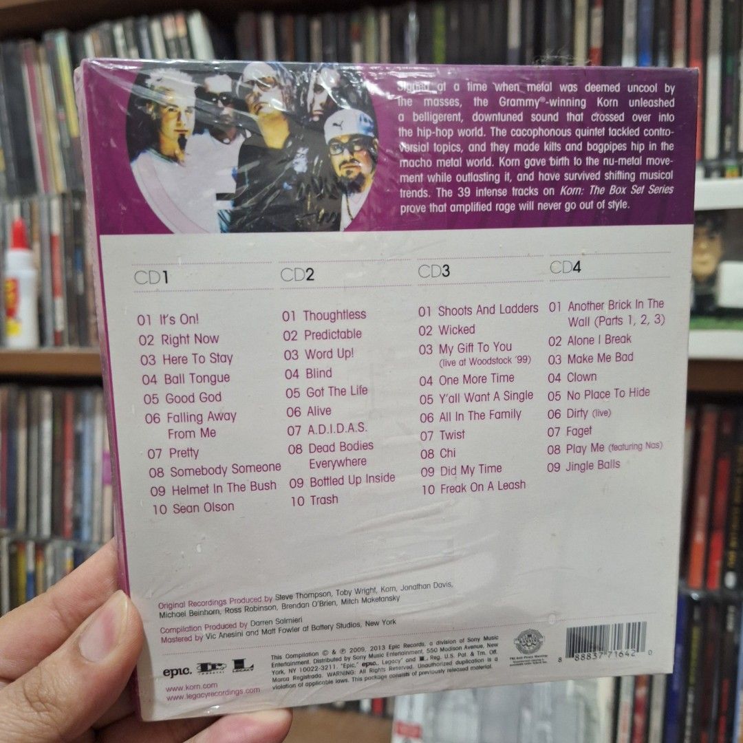 Korn 4cd (Category: CDs & DVDs) located in Caloocan City. Submitted by collectionsitems (Listing ID 1470664288, Image 2). Description: Welcome to our shop KEY NECTION A DISCTION MUSIC AND VIDEO STORE! 👝Posted items are on hand. 💿🎧🎵💽🎷📽🎥 CD'S / DVD's Books & VINYL are all imported made in uk our local opm album and original in mint to nearmint & unsealead sealed brand new 🛒Pls add to cart to check stocks availability. 💵We sell quality pro