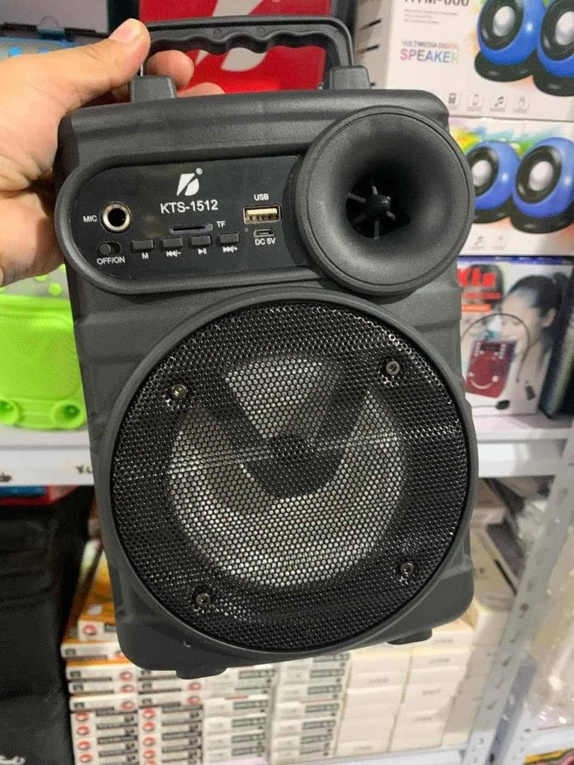 Kts Bluetooth Speaker with Microphone (Category: Soundbars, Speakers & Amplifiers) located in Cebu City. Submitted by gracemarvin06 (Listing ID 1470559351, Image 2). Description: 💥𝗞𝗧𝗦-1512 𝗦𝗣𝗘𝗔𝗞𝗘𝗥💥 ₱550 ONLY‼️🔥 Small in price, BIG on sound! Perfect for karaoke nights, outings, or relaxing at home 🎤🎶 ✔️ FREE mic – sing anytime, anywhere ✔️ Bluetooth speaker – easy phone connection ✔️ Built-in FM radio for music & news ✔️ Clear and p