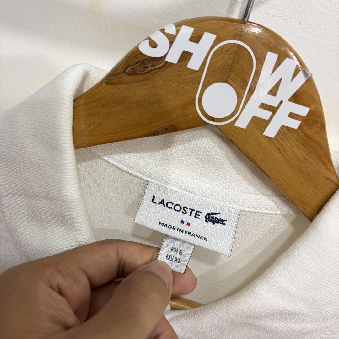 Lacoste (Category: Tshirts & Polo Shirts ) located in Santa Rosa. Submitted by gardenofthrifts (Listing ID 1470610907, Image 3). Description: Shirt ₱1580 XL Width: 21 Length: 27.5 10/10 Condition Comment “Mine” below to purchase..