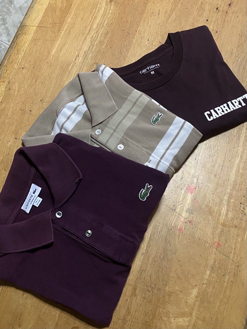 Lacoste & Carhartt ASPACK (Category: Tshirts & Polo Shirts ) located in Las Pinas. Submitted by grime2glory_ (Listing ID 1470654799, Image 1). Description: 2 Lacoste Polo Shirt (1 cut tag) 1 Carhartt Shirt.