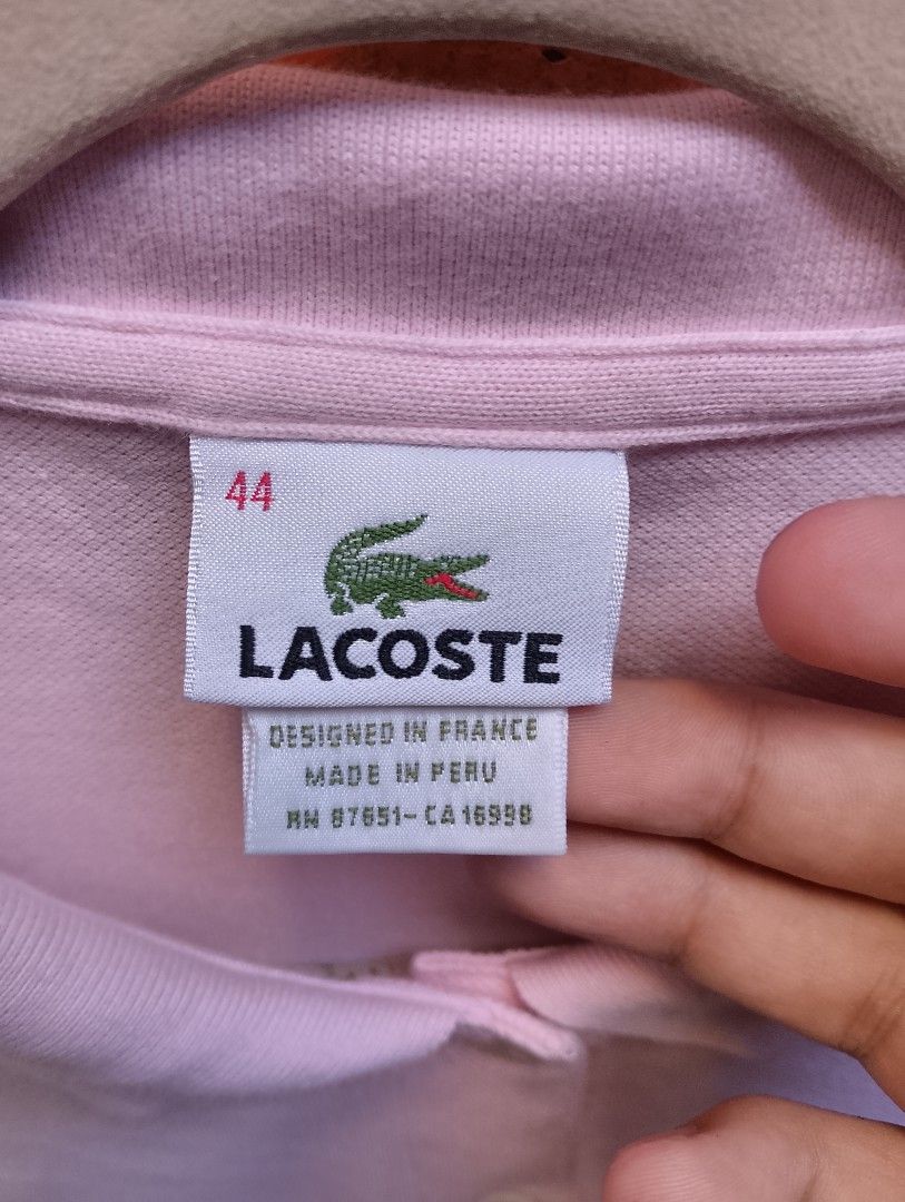 Lacoste Light Pink (Category: Shirts) located in Manila. Submitted by envy25 (Listing ID 1470630007, Image 3). Description: Lacoste Light Pinl Size 44 17x24 Dimension Excellent Condition washable stain.
