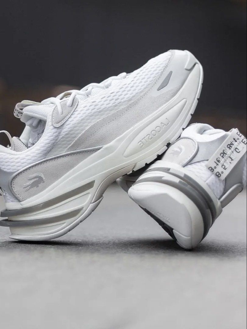 Lacoste Off-White Chunky Sneakers (Category: Sneakers) located in Manila. Submitted by zianreyy (Listing ID 1470613307, Image 1). Description: - Brand: Lacoste - Color: Off-white, white and grey reason for selling; declutterring, no issues, clean .