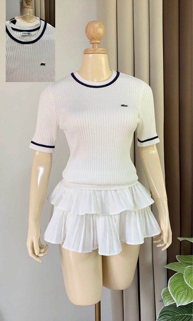 💫Lacoste Ribbed Knit Shirt (Category: Others Tops) located in Manila. Submitted by yourdaily_obsessions (Listing ID 1470661686, Image 1). Description: Item: Lacoste •Size: 40 on tag, can fit up to L •Measurements: 13x22” •Fabric: cotton knit stretchable (super lambot) •So pretty!🥹🤍 - Notes before making an offer❗️ •Photos are provided for self authentication. •Bogus/irresponsible buyer auto blocked •Check details first, to see minimal flaw/iss