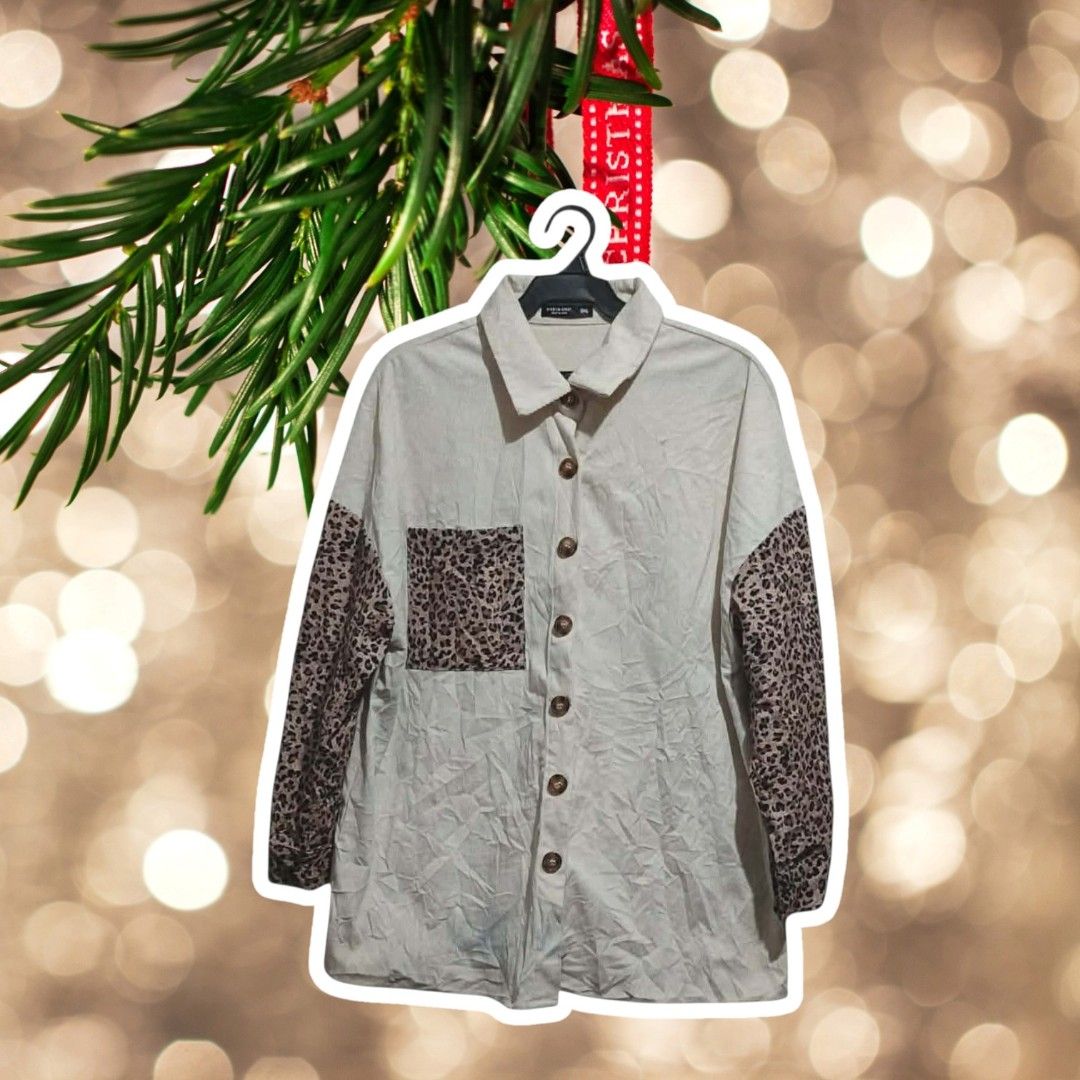 Leopard Print Patchwork Overshirt Blouse | Y2K Blouse (Category: Coats, Jackets and Outerwear) located in Makati City. Submitted by kayogre.ph (Listing ID 1470635842, Image 1). Description: TAYO PO, PINAKA-LOWEST AT THE MARKET! 💯 If natataasan po kayo sa PRESYO ko. Open po ang "MAKE OFFER" button ko. Kayo po mag-dedecide, ng PRESYO niyo. MABILISAN lang po ako magbenta. (all items, are sale on rush! 💨) 🚛 FAST & FREE SHIPPING on most items! ‡ DI