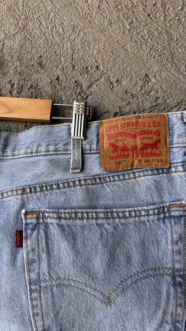 Levi's 541 Athletic Fit Jeans Light Wash Size 38x30 (Category: Jeans) located in Cabuyao City. Submitted by bulandos (Listing ID 1470657607, Image 3). Description: - Brand: Levi's 541 Athletic Fit - Size: 38 waist / 30 length - Color/Wash: Light wash denim - Material: Cotton with stretch for extra comfort - Details: Zip fly, metal button closure, classic 5-pocket setup, iconic red tab, and leather back patch - Condition: Excellent, well-maintaine