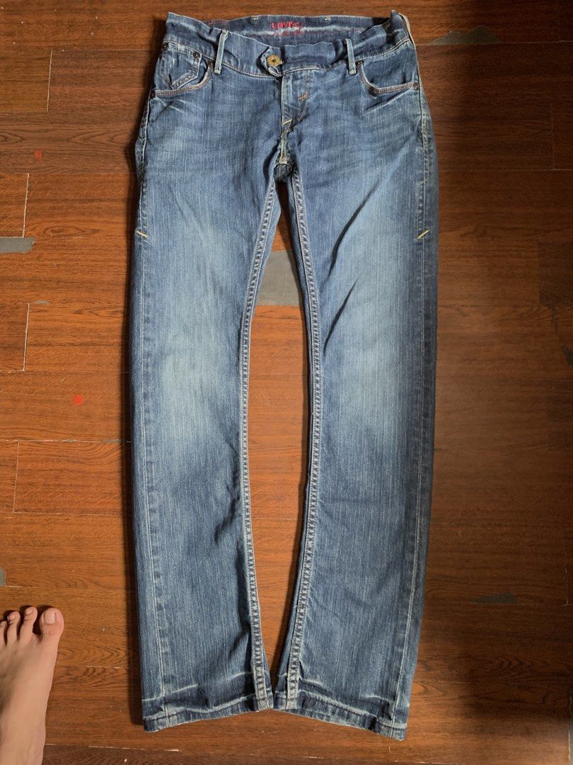 Levi's Red Collection Low Bootcut Denim Jeans (Category: Undergarments & Loungewear) located in Pasig City. Submitted by tan_flipping (Listing ID 1470606510, Image 1). Description: - Brand: Levi's Red - Wash: Medium blue with natural whiskering and fading - Fit: Slim fit - Closure: Button fly with custom branded hardware - Details: Signature red embroidery on inner waistband, classic leather back patch, unique back pocket stitching, and iconic re