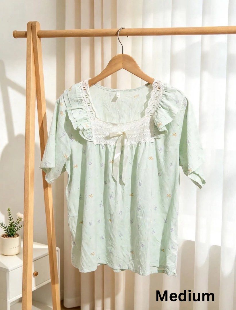Light green doll top sleepwear (Category: Others Tops) located in Caloocan City. Submitted by xsssln_ (Listing ID 1470676655, Image 1). Description: Check other items on my wall po.