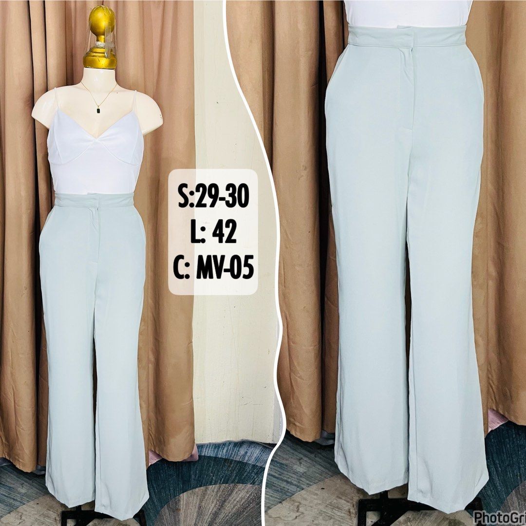 Light Green Trouser Pants | S: 29-30 (Category: Jeans) located in Manila. Submitted by bengirlclothing (Listing ID 1470592771, Image 1). Description: - Color: Light green - Size: Waist 29-30 inches, Length 42 inches - Perfect for: Casual daily wear or office outfits.