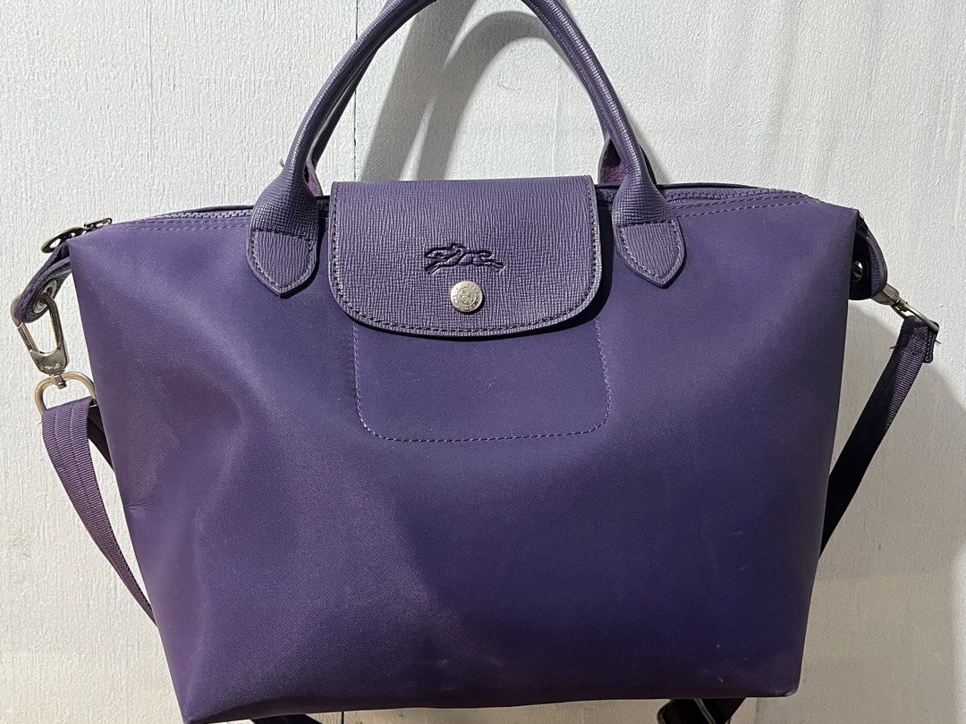 Longchamp Purple Neo Top Handle Bag with Strap (Category: Luxury Bags & Wallets) located in Manila. Submitted by ilovethings17 (Listing ID 1470645037, Image 2). Description: Medium Longchamp Le Pliage Neo PURPLE (not verified if legit!) rfs: decluttering!.
