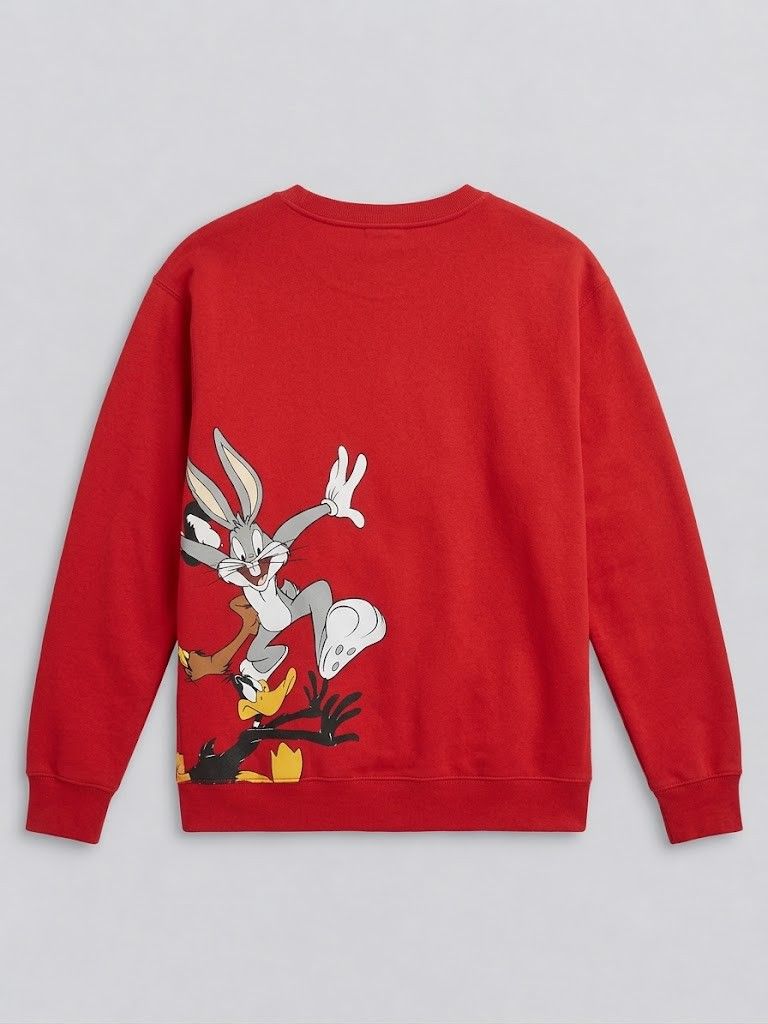 Looney Tunes Graphic Red Sweatshirt (Category: Coats, Jackets and Outerwear) located in Lapu Lapu. Submitted by rebuild.arkives (Listing ID 1470624572, Image 2). Description: Looney Tunes Graphic Red Sweatshirt ‎ ‎📏 Size Guide (Inches): ‎Length: 26.5 ‎Width: 22.5 ‎ ‎Color: 10/10 ‎Condition: 10/10 ‎Issue: None ‎ ‎📝 Heads up: ‎• This is a thrift item so please manage your expectations. ‎• Color may slightly differ due to lighting. ‎• Washed and r