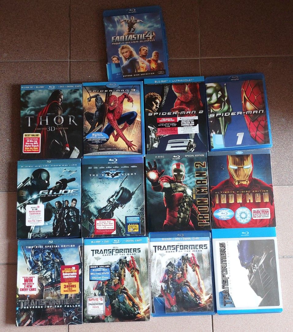 Lot 5 Marvel Spider-Man Iron Man Thor Transformers Blu-ray Movies ...