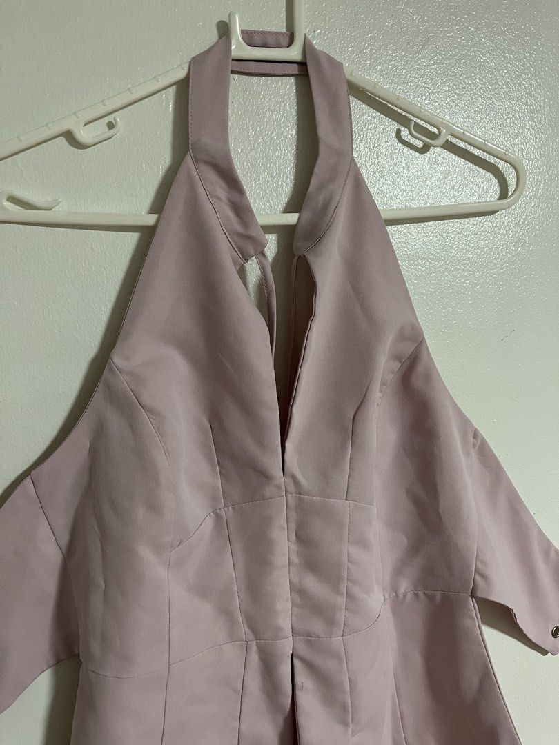 Lovito Pink Backless Halter Top (Category: Sleeveless) located in Cabuyao City. Submitted by rdtrmt (Listing ID 1470576022, Image 2). Description: - Brand/Style: Lovito Backless halter top - Color: Light pink - Size: EU34 / US4 - Design details: Sleeveless, plunging V-neckline, structured front paneling, and back tie strings - Condition: Good and still in good condition.