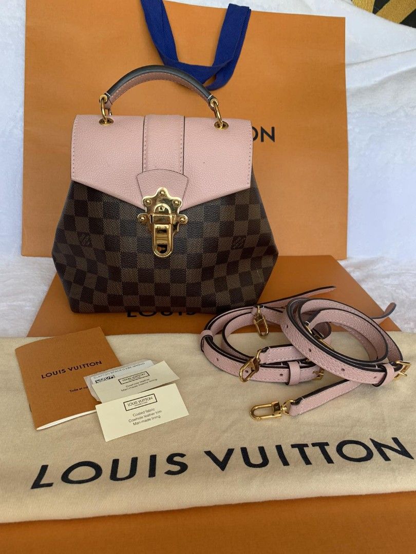 LV Damier 3 way Clapton (Category: Luxury Bags & Wallets) located in Mandaluyong City. Submitted by amps.ae (Listing ID 1470560340, Image 1). Description: Material : Damier Ebene with leather Model : Clapton 3 way Backpack, sling and hand. - Clean interior lining, external sa ilalim has some fading. - Guaranteed original with all inclusions..