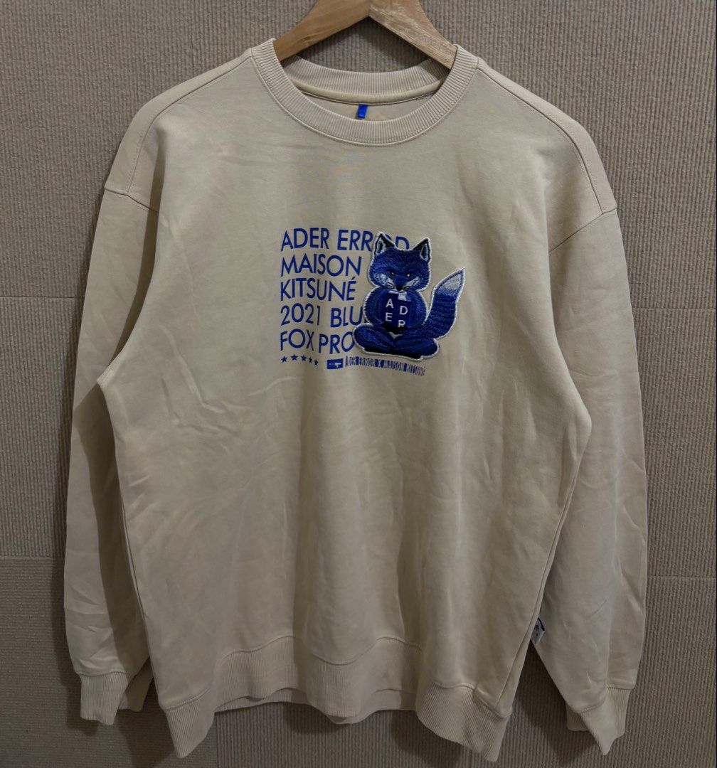 Maison kitsuńe X ader error (Category: Coats, Jackets and Outerwear) located in San Fernando. Submitted by jyyyshytt (Listing ID 1470687966, Image 1). Description: Excellent condition No issue Color rate:9.5/10 Dimensions:W.