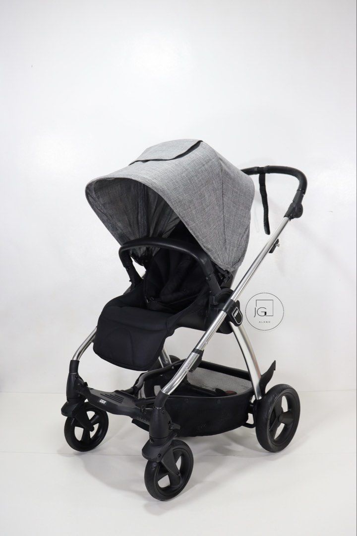 Mamas and Papas Sola 2 big wheel stroller (Category: Strollers) located in Valenzuela. Submitted by jgalano1 (Listing ID 1470661507, Image 1). Description: Stroller Brand: Mamas and Papas Sola 2 Condition: Used from Korea, in good condition with few scratches. Age Recommendation: Suitable from birth up to 22.7 kg Features: - Lightweight 10 kg frame with compact fold - Reversible seat with multiple recline positions - Adjustable footrest with thre