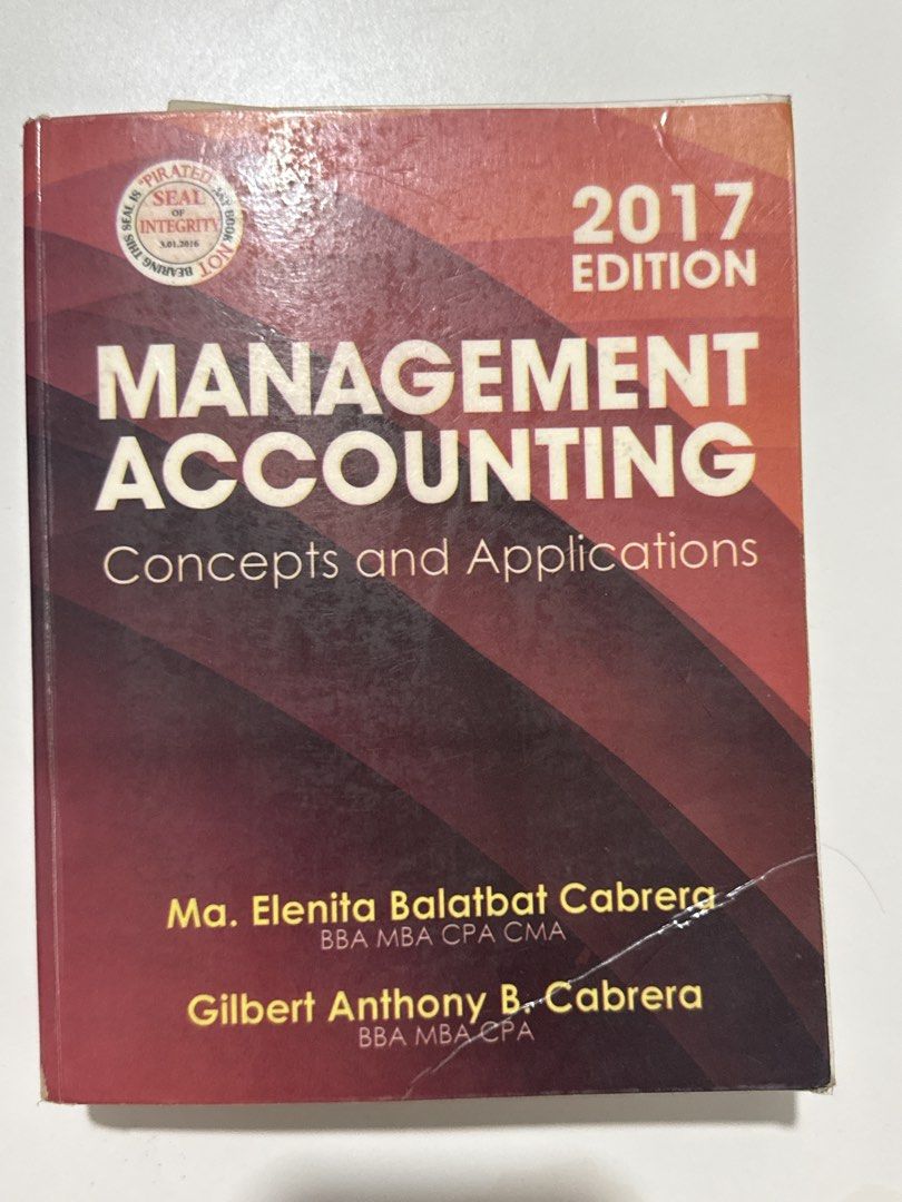 Management Consultancy & Management Accounting Books Cabrera (Category: Textbooks) located in Las Pinas. Submitted by bobbbbbbie (Listing ID 1470710953, Image 2). Description: Two accounting and business textbooks by Ma. Elenita Balatbat Cabrera and Gilbert Anthony B. Cabrera. Management Consultancy 2015 edition and Management Accounting Concepts and Applications 2017 edition. Helpful references for accountancy students, board exam reviewees, and