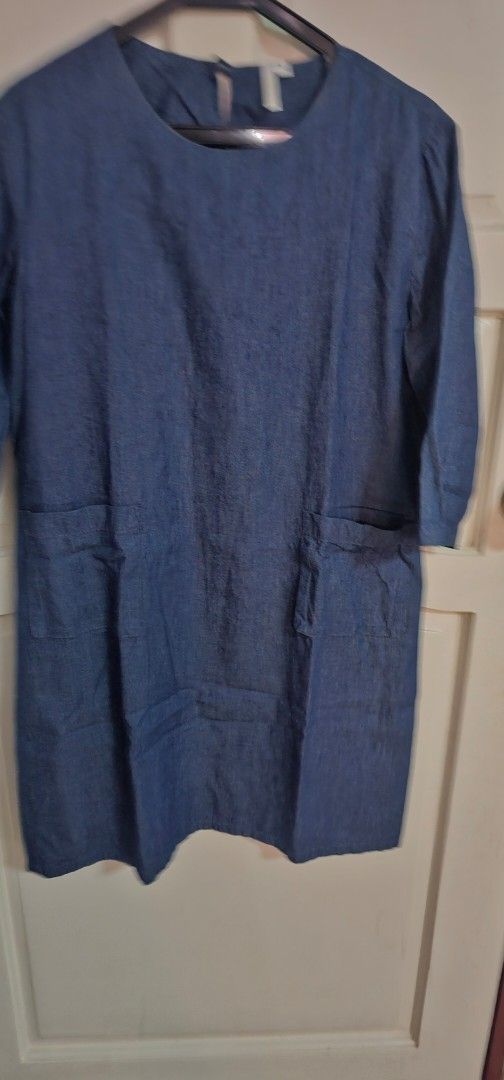 MANGO Blue Denim Dress with Pockets (Category: Dresses) located in Davao. Submitted by sachigo (Listing ID 1470597960, Image 1). Description: - Color & Style: Blue denim dress, long sleeves, round neckline - Fit & Length: Relaxed fit, knee-length - Features: Two large front pockets on the skirt - Material: Soft and comfortable, easy to wear - Condition: Pre-loved, worn a few times, lots of life left.