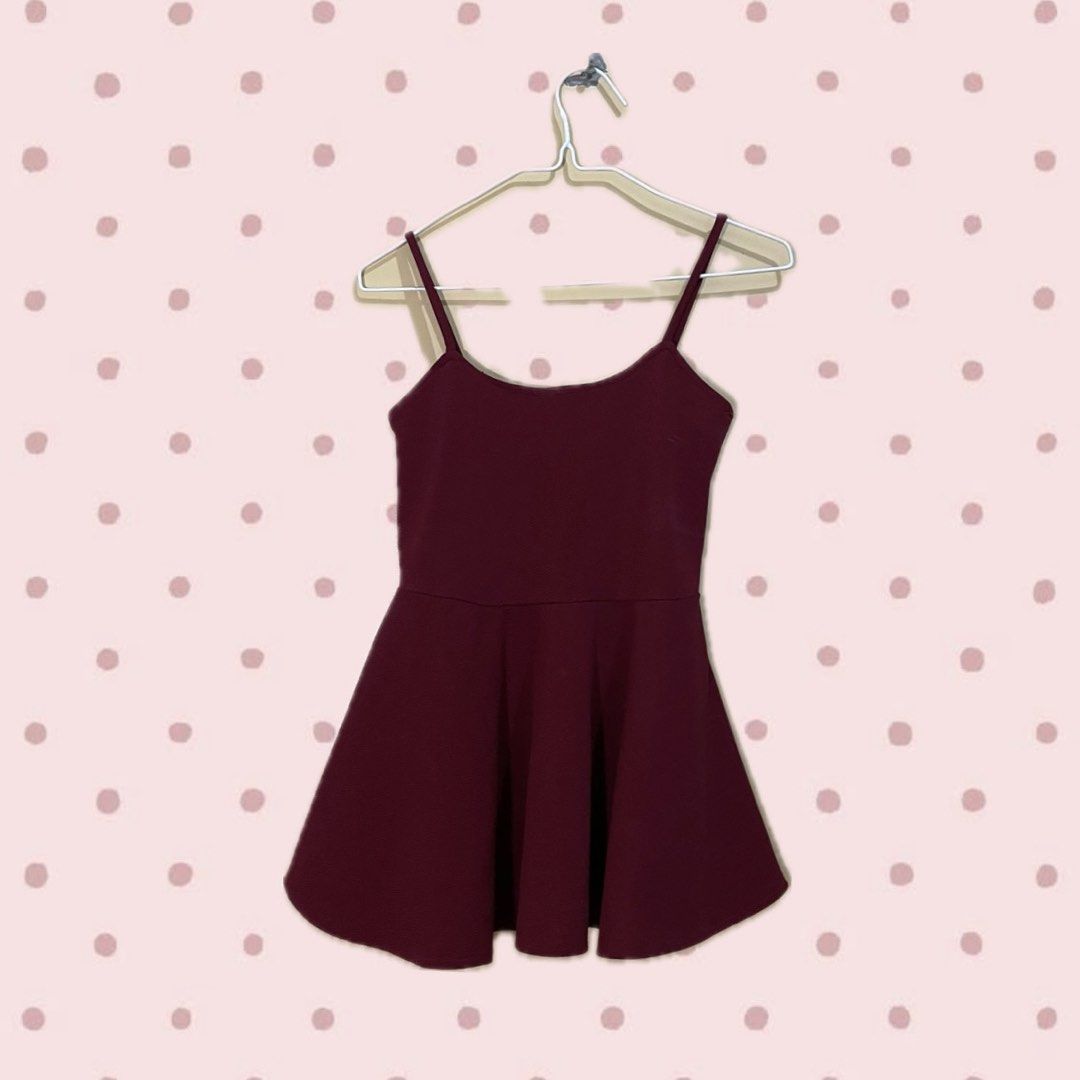 Burgundy/Maroon Strappy Peplum Top (Category: Sleeveless) located in Bacoor. Submitted by s4dee (Listing ID 1470619451, Image 1). Description: size: xs - s .