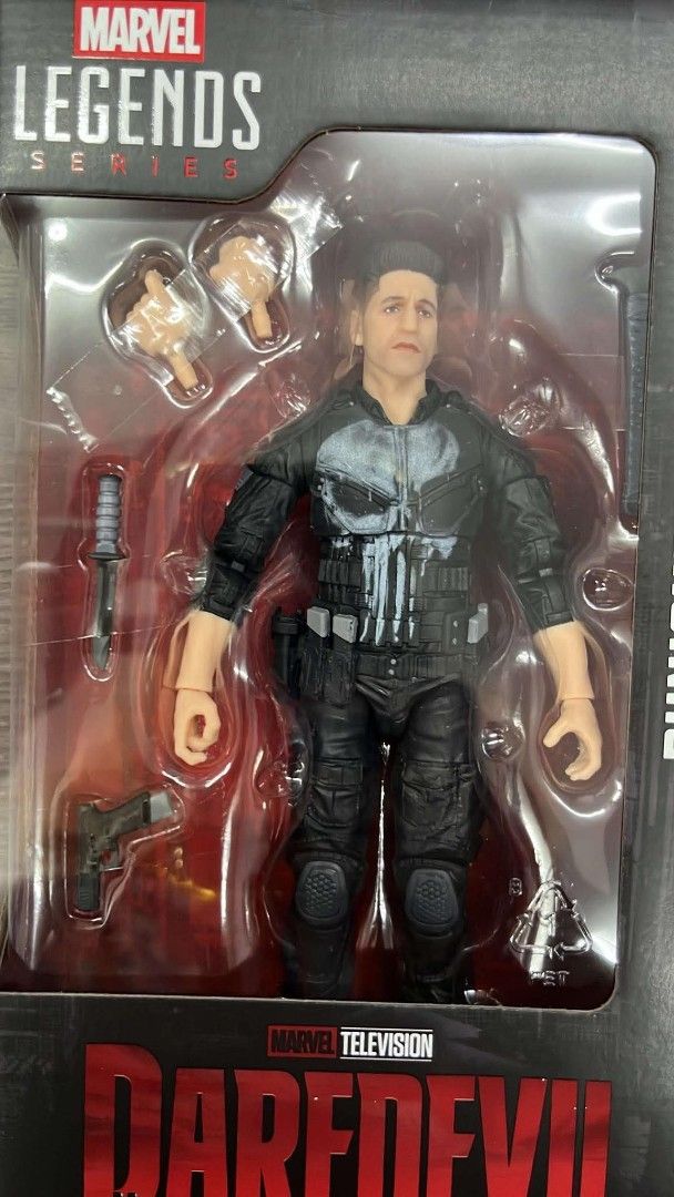 Marvel Legends Series The Punisher Daredevil Action Figure (Category: Figurines & Statues) located in Paranaque City. Submitted by millerdanilo077 (Listing ID 1470657589, Image 1). Description: - Brand: Hasbro Marvel Legends - Character: Punisher (Netflix Daredevil) - Condition: Brand new, unopened in original packaging - Accessories: Interchangeable heads, extra hands, knife, handgun, shotgun, and axe - Ideal for: Marvel fans and action figure c