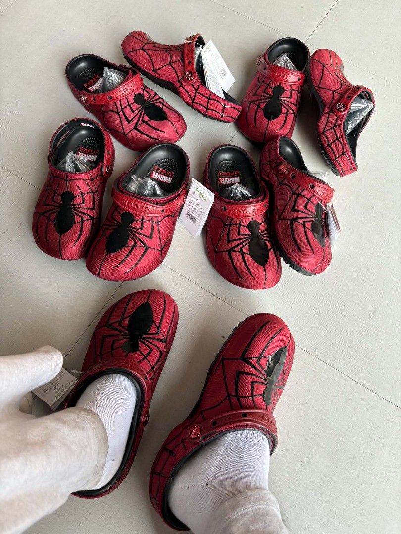 Marvel Spider-Man Crocs Classic Clog Red Black (Category: Slippers & Slides) located in Manila. Submitted by solefly_mnl.26 (Listing ID 1470626084, Image 1). Description: CROCS X SPIDER-MAN RED 1999+sf available sz 40 to 45 mens actual pic posted!!! onhand ready to lalamove/ship via jrs novaliches qc area dm us for orders📩 fb page: solefly mnl v2.