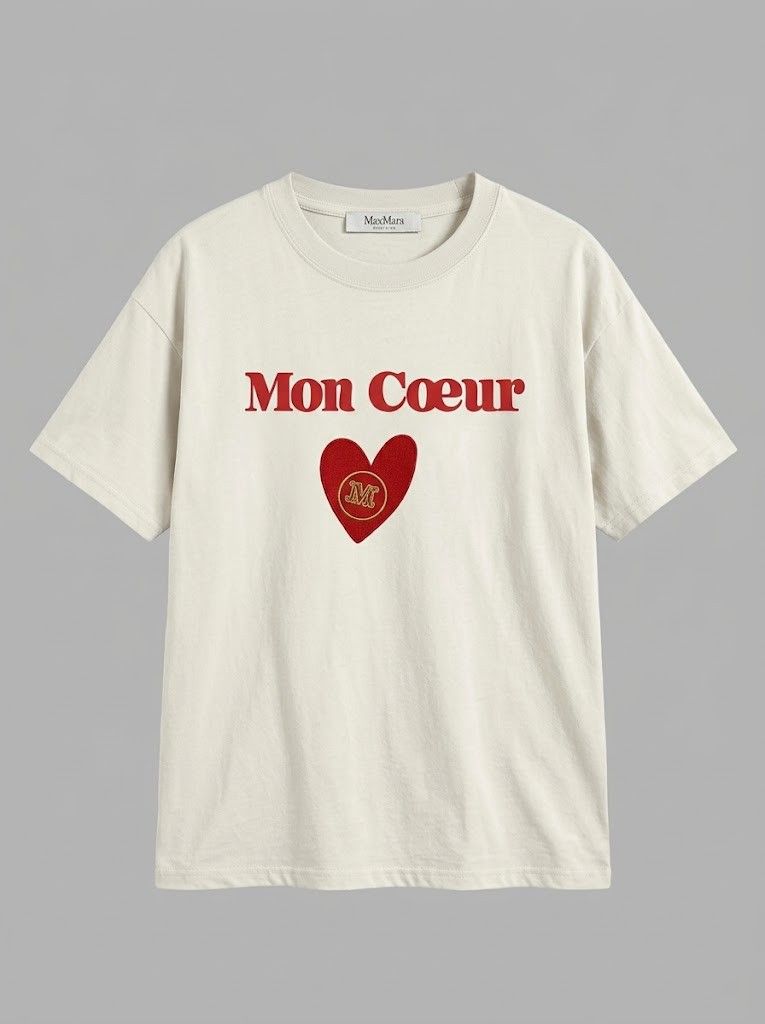 MaxMara Embroidered Mon Coeur White Tee (Category: Tshirts & Polo Shirts ) located in Lapu Lapu. Submitted by rebuild.arkives (Listing ID 1470621653, Image 1). Description: MaxMara Embroidered Mon Coeur White Tee ‎ ‎📏 Size Guide (Inches): ‎Length: 28 ‎Width: 20.5 ‎ ‎Color: 10/10 ‎Condition: 10/10 ‎Issue: None ‎ ‎📝 Heads up: ‎• This is a thrift item so please manage your expectations. ‎• Color may slightly differ due to lighting. ‎• Washed and r