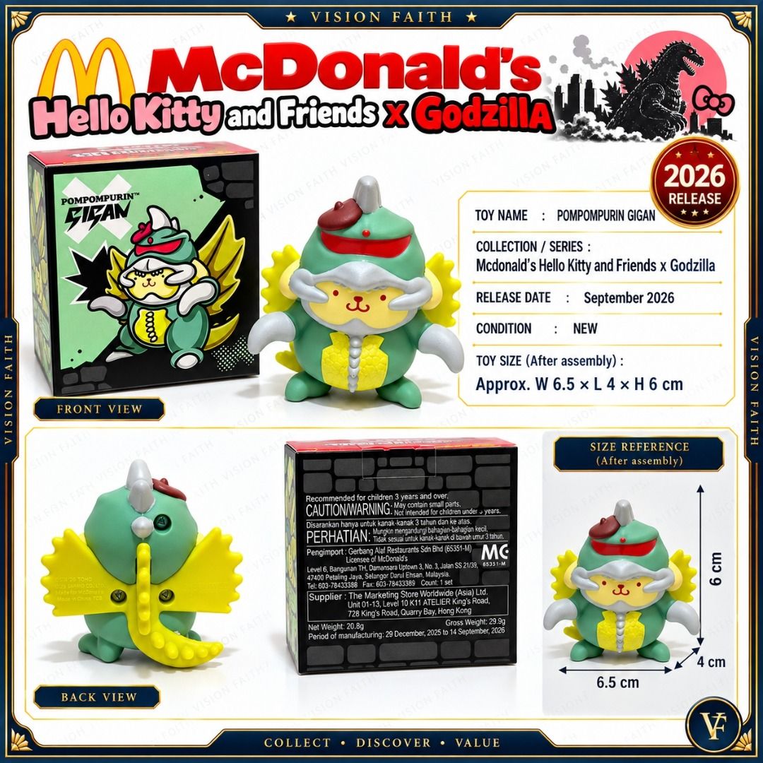 McDonald's 2026 Happy Meal Toy - Hello Kitty And Friends x Godzilla ...
