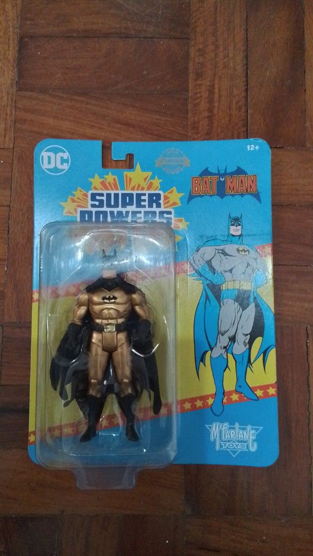 McFarlane Toys DC Super Powers Batman Action Figure (Category: Figurines & Statues) located in Paranaque City. Submitted by juntee.pabo (Listing ID 1470619892, Image 1). Description: - Brand: McFarlane Toys DC Super Powers - Item: Batman Action Figure (Gold Variant Edition) - Condition: Brand new and factory sealed in original packaging - Packaging Flaws: Cardback shows minor wear around edges and corners - Bubble Status: Plastic blister bubble i