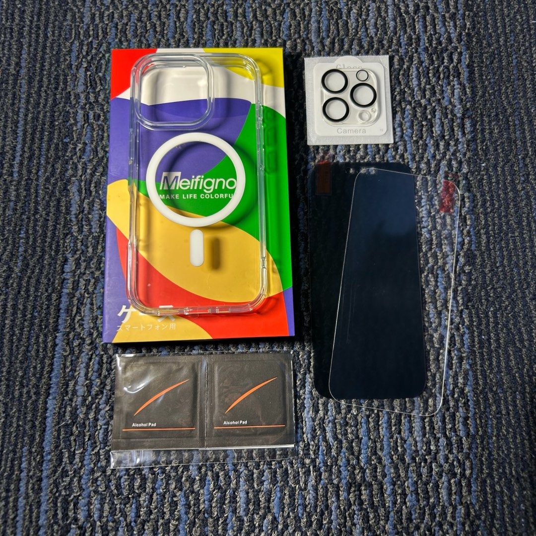 MEIFIGNO IPHONE 16 PRO CASES (Category: Cases & Sleeves) located in Caloocan City. Submitted by marcapina2211 (Listing ID 1470707562, Image 2). Description: MEIFIGNO IPHONE 16 PRO CASES ₱300 ONLY With 2 Tempered Glass and Camera Lens Protector Color: Black Purple and Clear Case 📍North Caloocan Gcash/Paymay/GoTyme Payment (Reviews on carousell @marcapina2211.