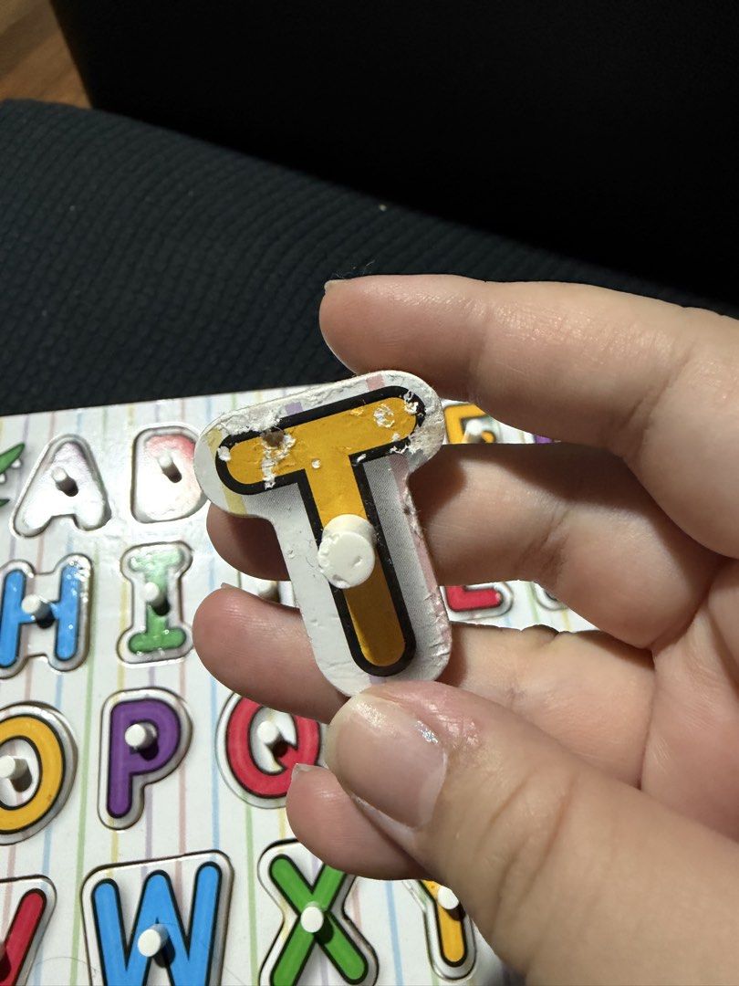 Melissa & Doug Wooden Alphabet Form Board (Category: Educational & Learning Toys) located in Quezon City. Submitted by celinecabrera (Listing ID 1470720184, Image 2). Description: - Authentic Melissa & Doug alphabet form board - Complete set with all 26 chunky wooden letters and pegs - Minor wear and peeling on a few letter edges (specifically T, L, and G) - Excellent educational toy for practicing ABCs and fine motor skills - Ideal for toddlers 