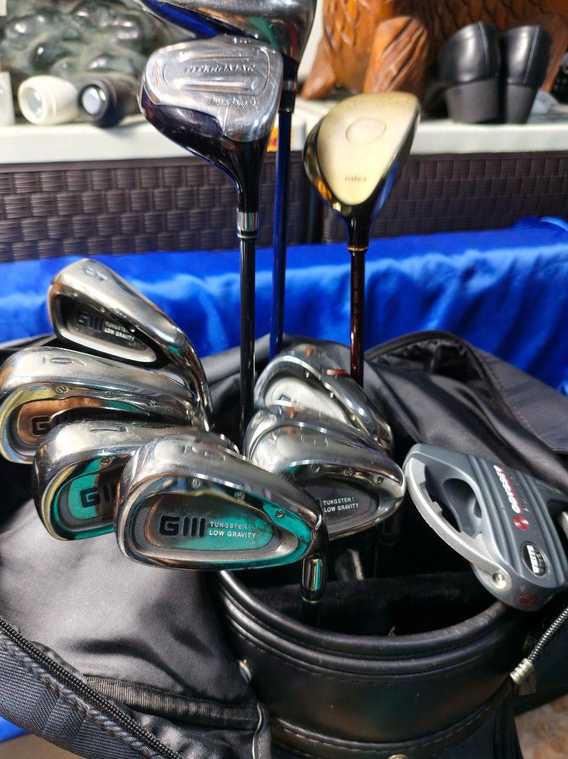 MEN'S GOLF SET-DAIWA G3&MAC GREGOR IN SET (Category: Golf) located in Manila. Submitted by meiyeon2 (Listing ID 1470166340, Image 1). Description: DAIWA G3 IRONS 5 6 7 9 AW PW SW MAC GREGOR NVF DRIVER 460CC HEAD SIZE & MAC GREGOR 3 fw TITLEOMAC ODYSSEY PUTTER DAIWA HYBRID.. R FLEX RIGHT HANDED CLUB. COMES WITH JANDIRO KOREAN BRAND GOLF BAG...
