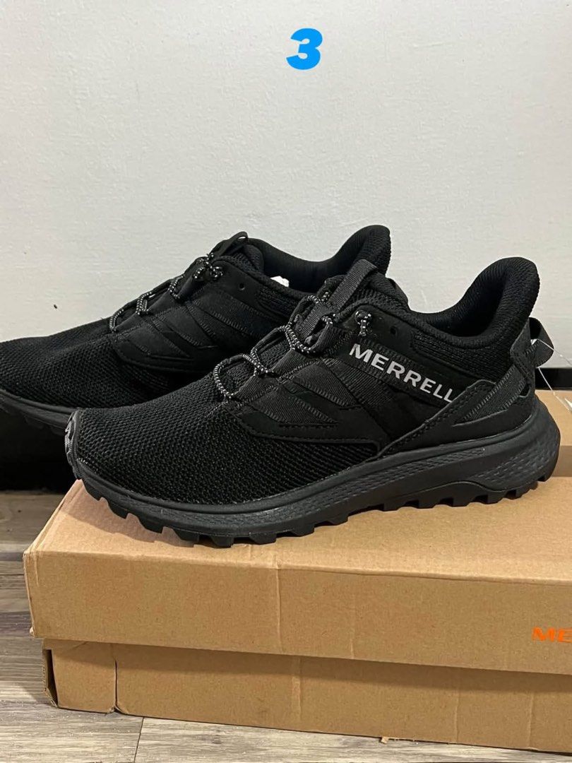 Merrell Black Trail Sneakers (Category: Sneakers) located in Baguio. Submitted by heath2600 (Listing ID 1470580928, Image 1). Description: - Brand: Merrell - Color: All Black - Condition: Great, sits on top of original shoebox - Upper: Breathable mesh - Outsole: Rugged for maximum grip MERREL SIZE 6 WOMEN - Closure: Quick-lacing system with toggle - Best for: Hiking and everyday walking - Features: Solid support and durable build.