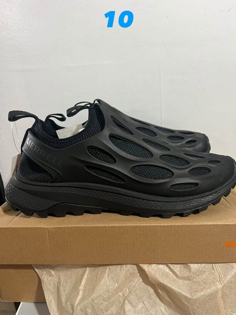 Merrell Hydro Moc Black Size 10 (Category: Sneakers) located in Baguio. Submitted by heath2600 (Listing ID 1470587972, Image 1). Description: - Brand: Merrell - Model: Hydro Moc - Color: Black - Style: Slip-on with breathable cutout ventilation mesh panels - Sole: Textured rugged outsole for superior grip and traction - Convenience: Heel and tongue pull loops for easy on and off - Inclusions: Complete with original shoebox - Condition: Excellent/
