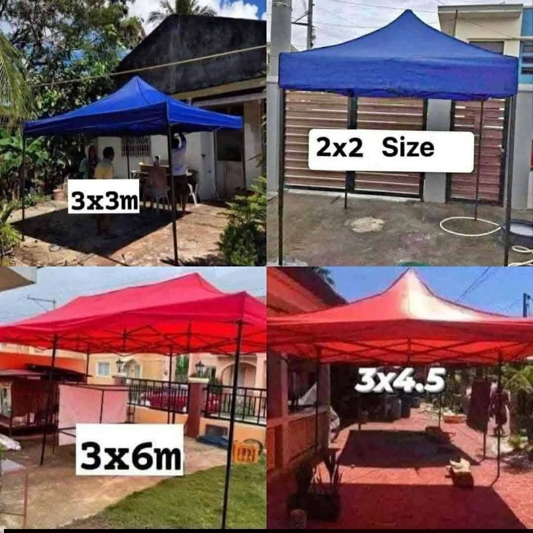 Meter Retractable Foldable Outdoor Tent (Category: Outdoor Furniture) located in Manila. Submitted by redonline (Listing ID 1470559432, Image 1). Description: Meter Retractable Foldable Outdoor Tent 2x2 ₱1700 3x3 ₱1800 3x4.5 ₱3300 3x6 ₱4300 Retractable tent Best for any occasion Can be used as car cover Very easy to set up Affordable Hard pressed extruded high intensity aluminum oxidized alloy Poly Rubber Water Proof Fabric High Strength Aluminum